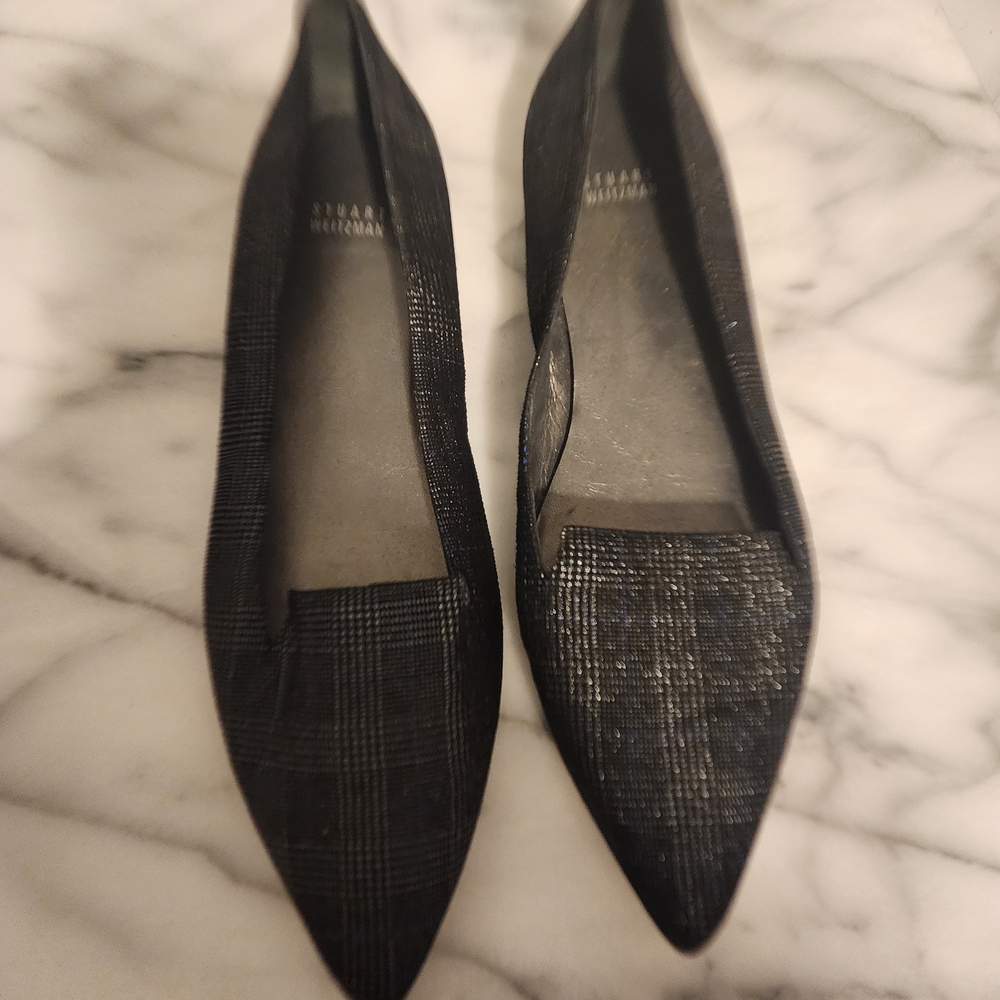 Stuart Weitzman Black Textured Loafers